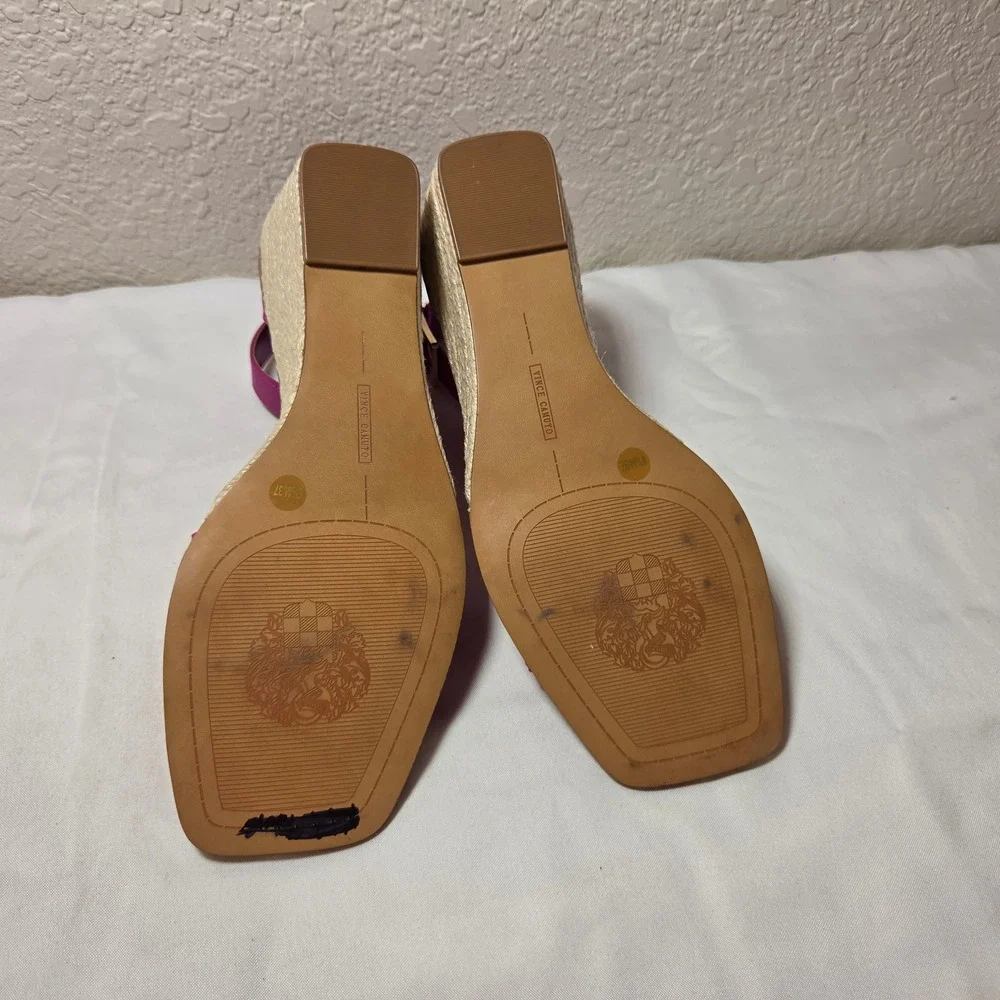 Vince Camuto Magenta Pink Woven Espadrille Wedge Sandals Womens 6.5M 37